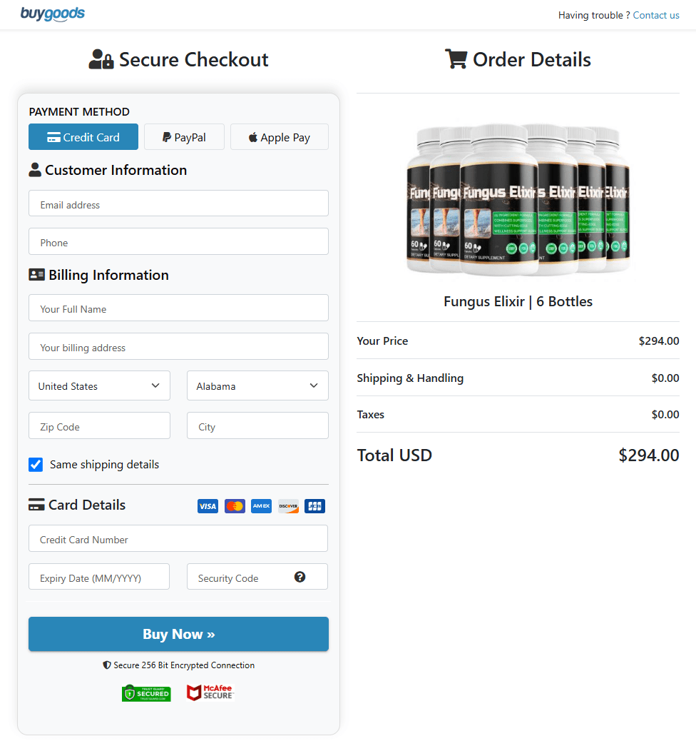 Fungitox order page